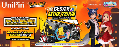 [Gembira – Gebyar Main Bareng Akhir Tahun Bersama Megaxus – Top Up MI-Cash di UniPin & Bawa Pulang Sepeda Listrik s.d Jutaan Hadiah Lainnya!